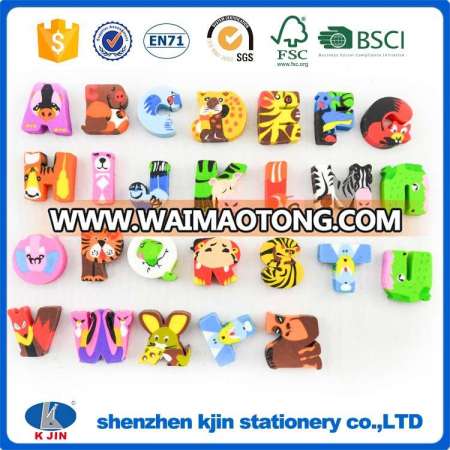 Fancy alphabet shape customized colorful printing eraser for promotion